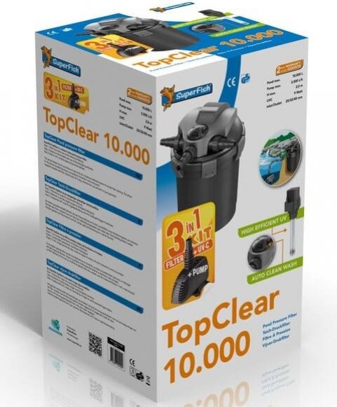 Superfish topclear kit 10.000 UVC 9 w -pompe 3000l/h