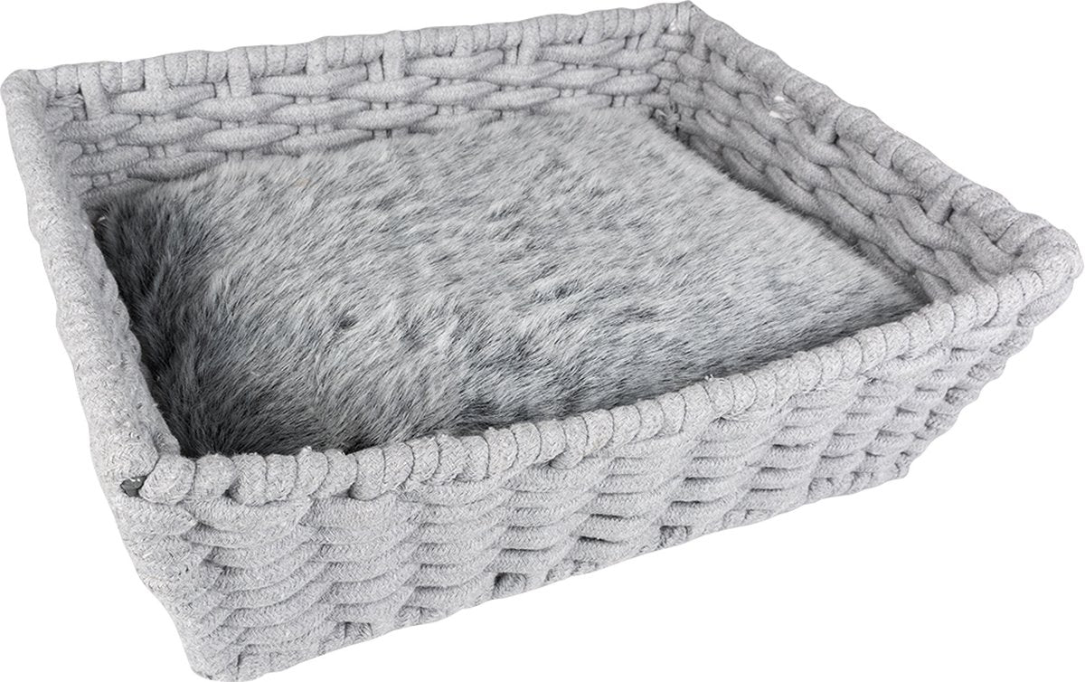 Oyster panier rectangulair en corde coton 45x34x16 cm gris