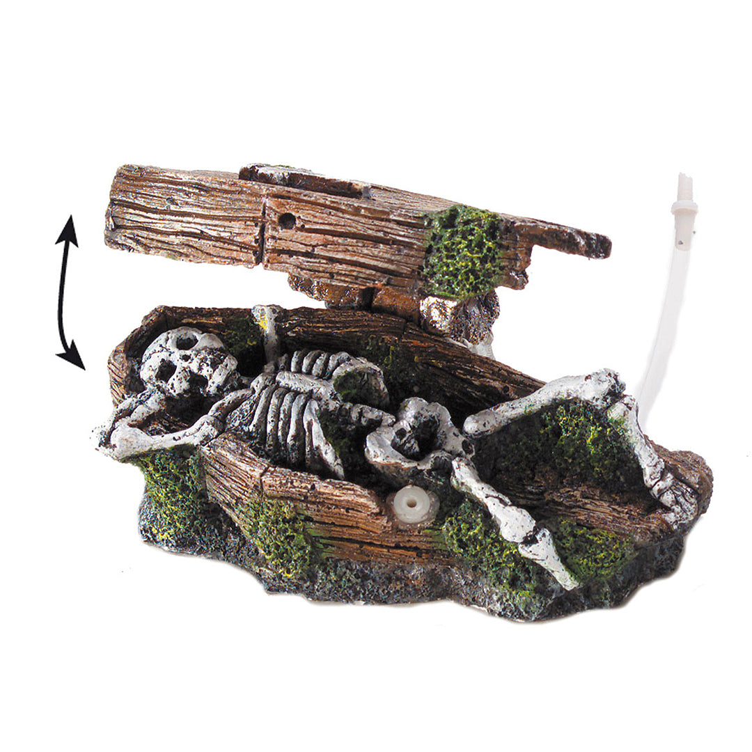 COFFIN W. SKELETON BUBBLE ACTION