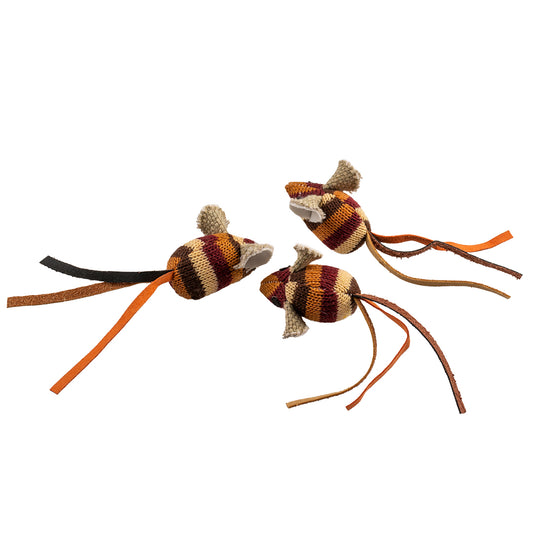 Knitted souris 13,5x4,5x2,5 cm brun