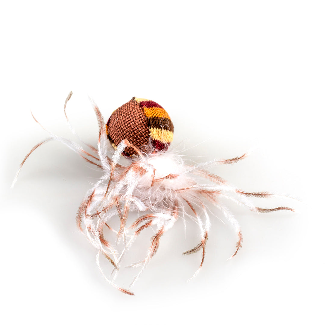 Knitted balle avec plumes 16x4x4 cm brun