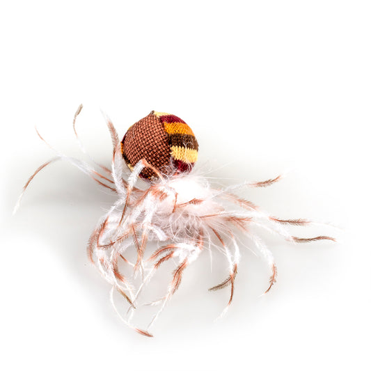 Knitted balle avec plumes 16x4x4 cm brun