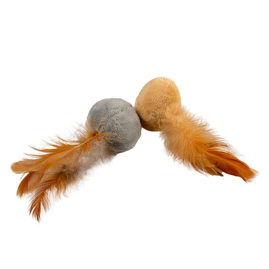 Cushy balles en peluche avec plumes 12x4x5 cm brun/gris