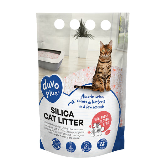 Premium silica litière fleurs blanc/rose 5L 2KG