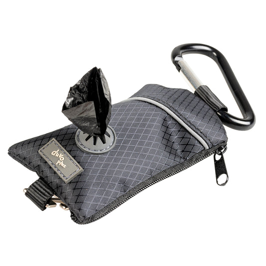 Distributeur sacs ramasse-crottes polyester noir 6x20x1,5 cm