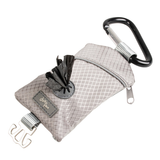Distributeur sacs ramasse-crottes polyester gris  6x20x1,5 cm
