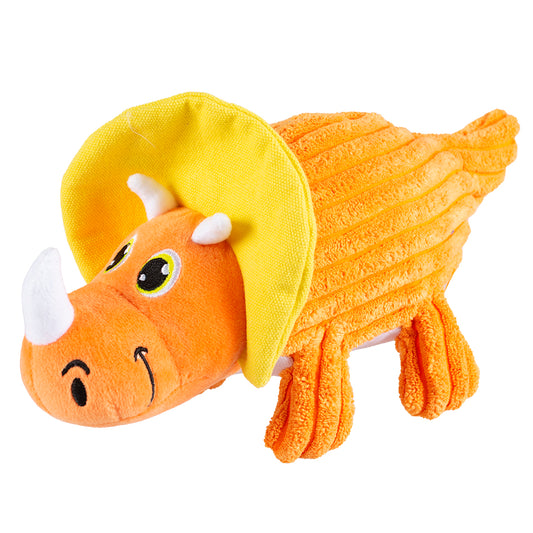 Peluche dino triceratops corduroy orange