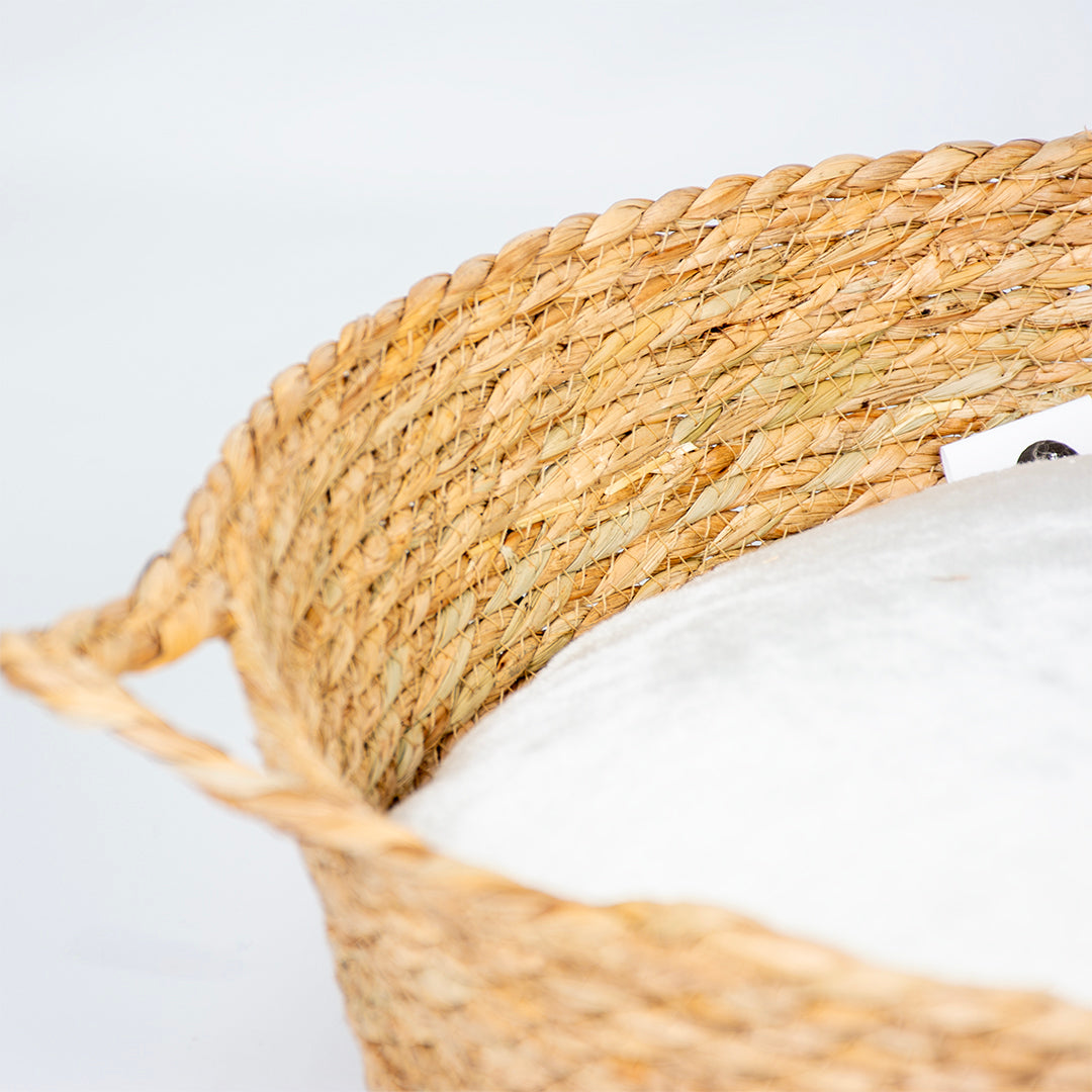 Laguna panier pour chat en zostère et coussin L - 44x44x14 cm beige/blanc 2