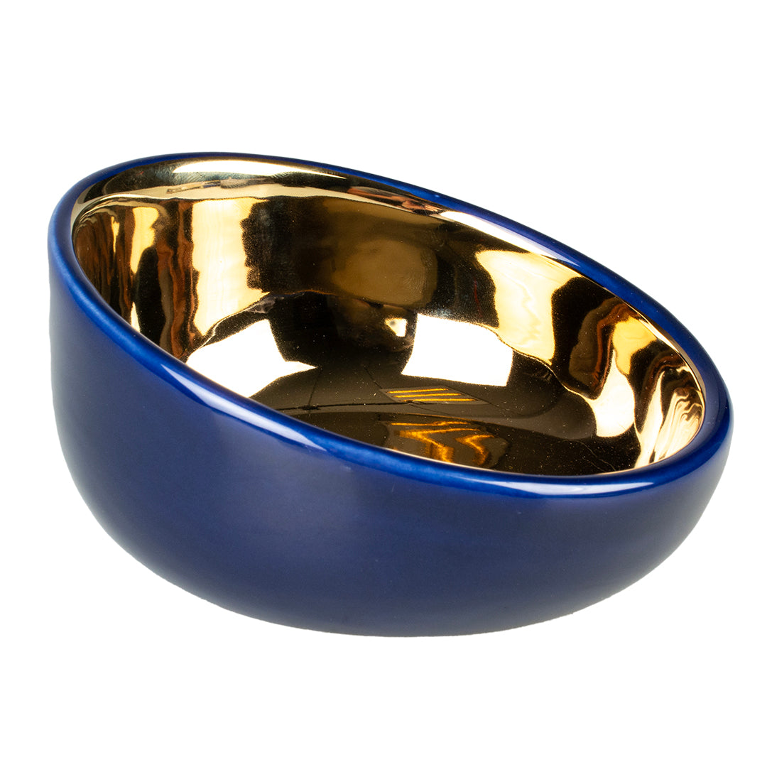 Mangeoire Stone Obliq Gold M - 340ml - 15x15x8 cm Bleu/or