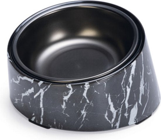 Bol Alimentaire Vita - Mangeoires Chat - Mélamine - Aspect Marbre - Zwart - 14,5x13,3x7,6 - 160 ml