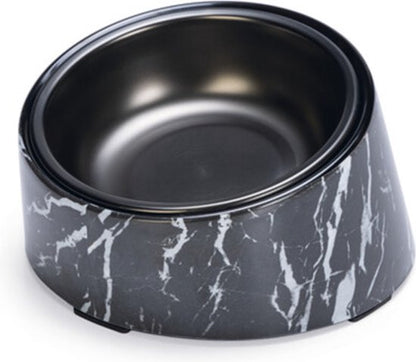 Bol Alimentaire Vita - Mangeoires Chat - Mélamine - Aspect Marbre - Zwart - 14,5x13,3x7,6 - 160 ml