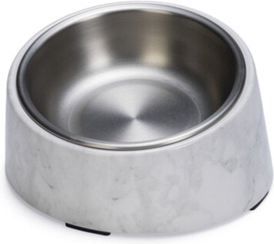 Bol Alimentaire Vita - Mangeoires Chat - Mélamine - Aspect Marbre - Wit - 14,5x13,3x7,6 - 160 ml