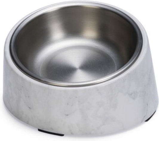 Bol Alimentaire Vita - Mangeoires Chat - Mélamine - Aspect Marbre - Wit - 14,5x13,3x7,6 - 160 ml