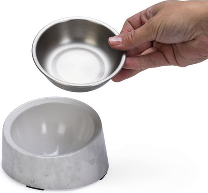 Bol Alimentaire Vita - Mangeoires Chat - Mélamine - Aspect Marbre - Wit - 14,5x13,3x7,6 - 160 ml 2