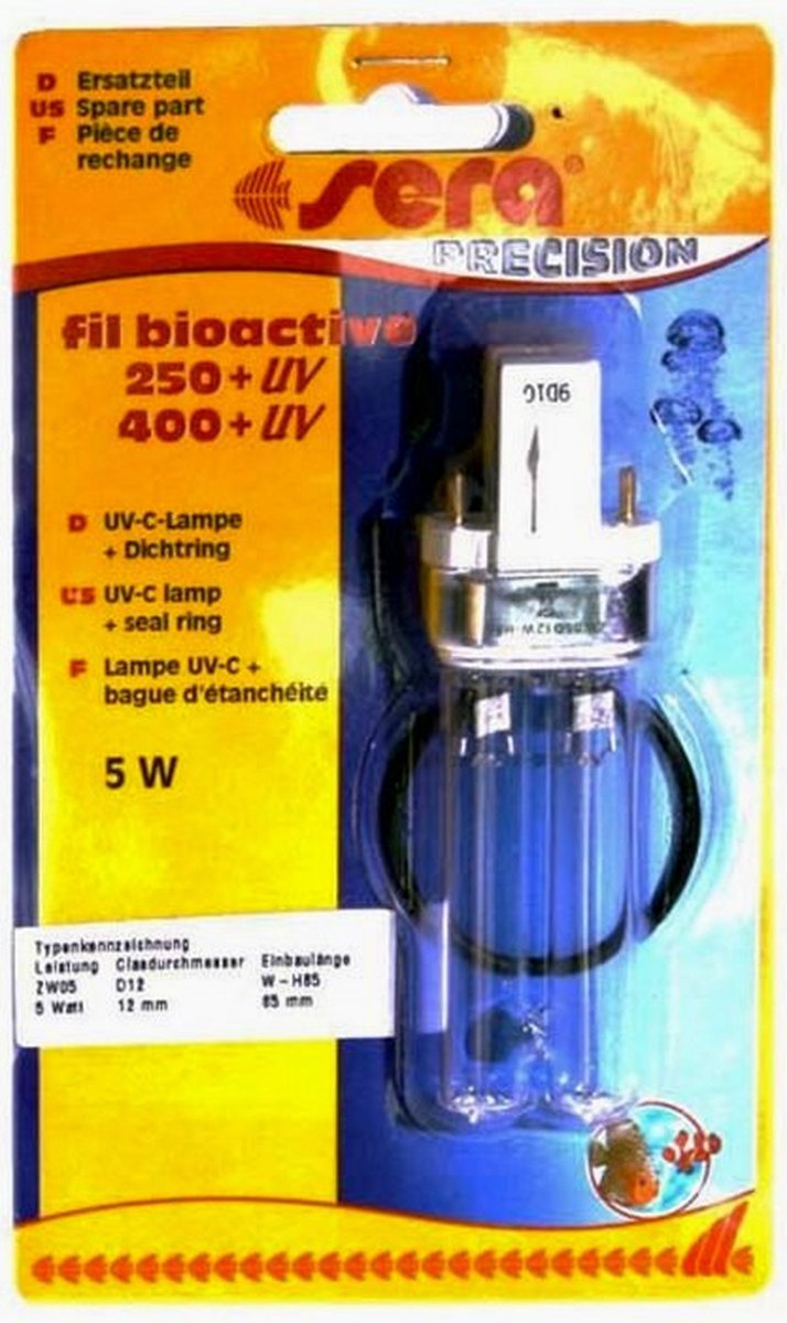 Lampe UV-C sera 5 W + bague d’étanchéité - fil ba 250+UV, 400+UV (pièce de rechange)