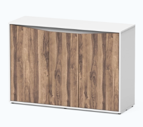 Prestige Ultra 120 meuble blanc + bois foncé 120x40x45